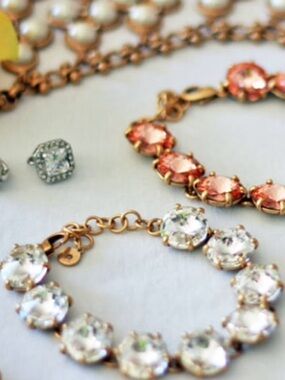 Stella & Dot Amelie Sparkle Clear Crystal & Gold Tone Bracelet
